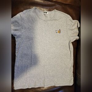 Pink Gray T-Shirt with Dog Embroidery
